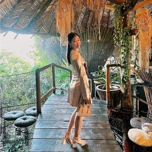 Long Sleeve Satin Tie Front Dress